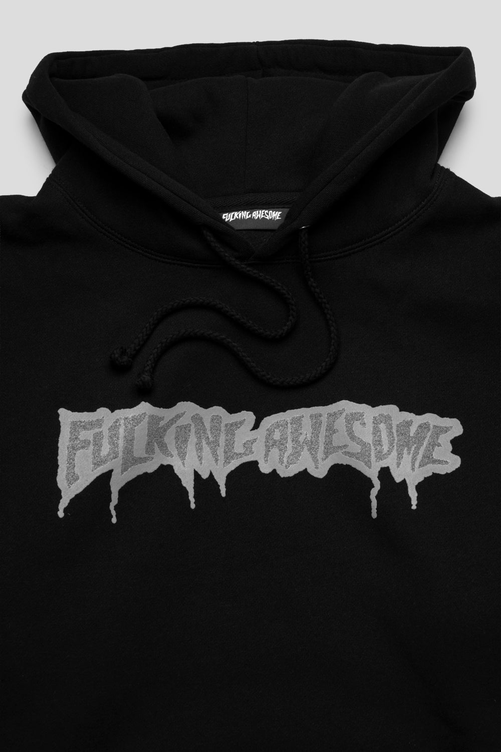 Fucking Awesome Reflective Drip Logo Hoodie 'Black'-thumbmail-2