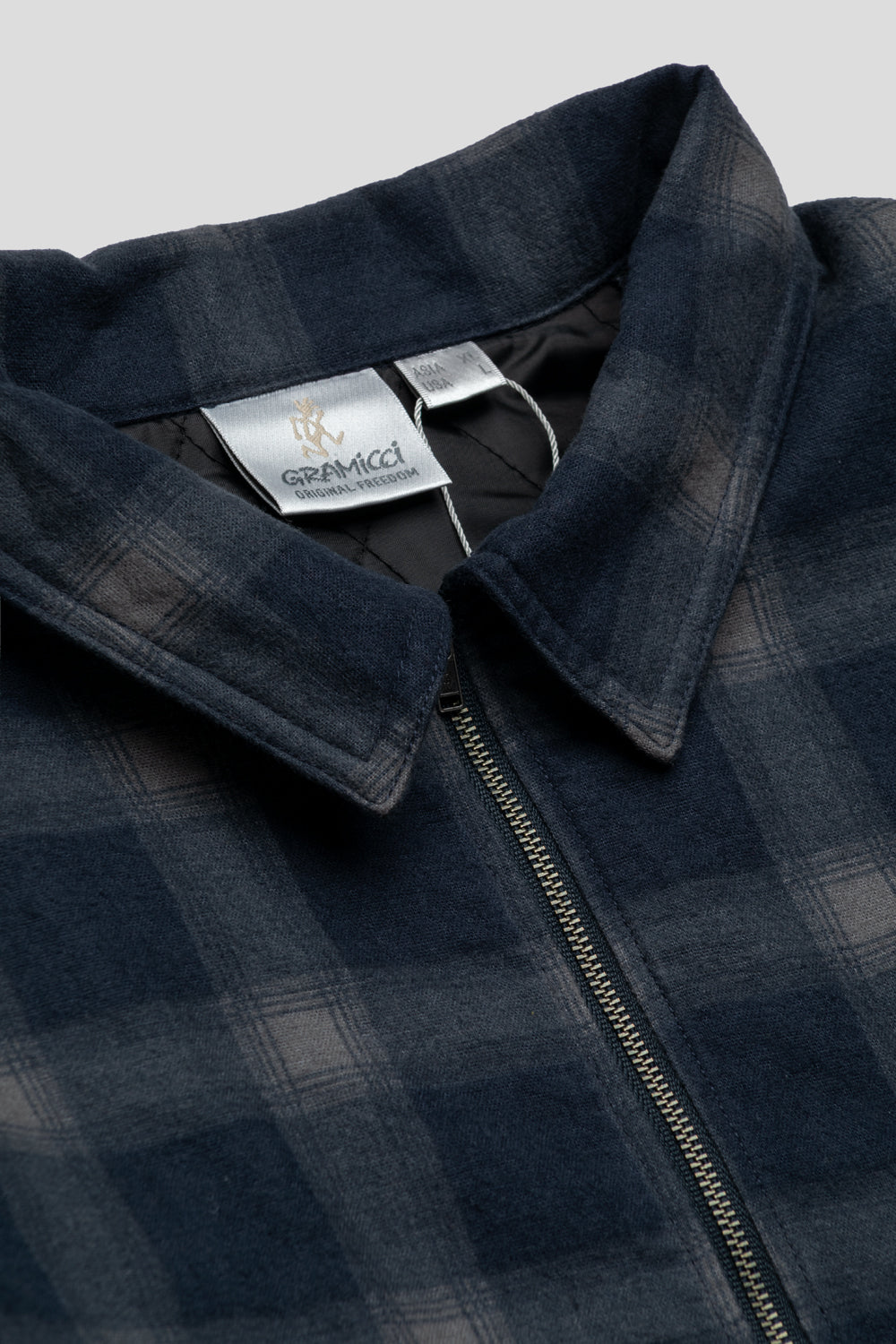 Gramicci Zip-Up Insulated Flannel Shirt 'Navy Shadow Plaid'-thumbmail-4