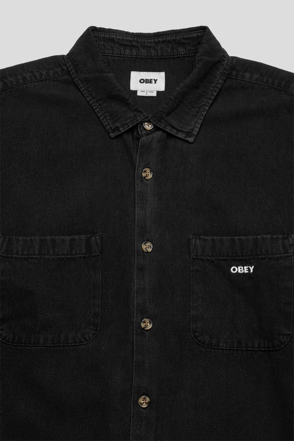 Obey Charlie Denim Woven Shirt 'Faded Black'