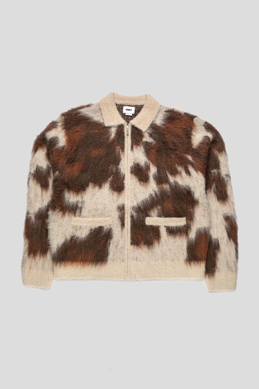 Obey Cow Pattern Zip Sweater 'Cow Multi'