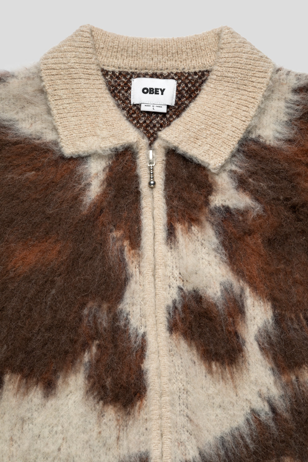 Obey Cow Pattern Zip Sweater 'Cow Multi'