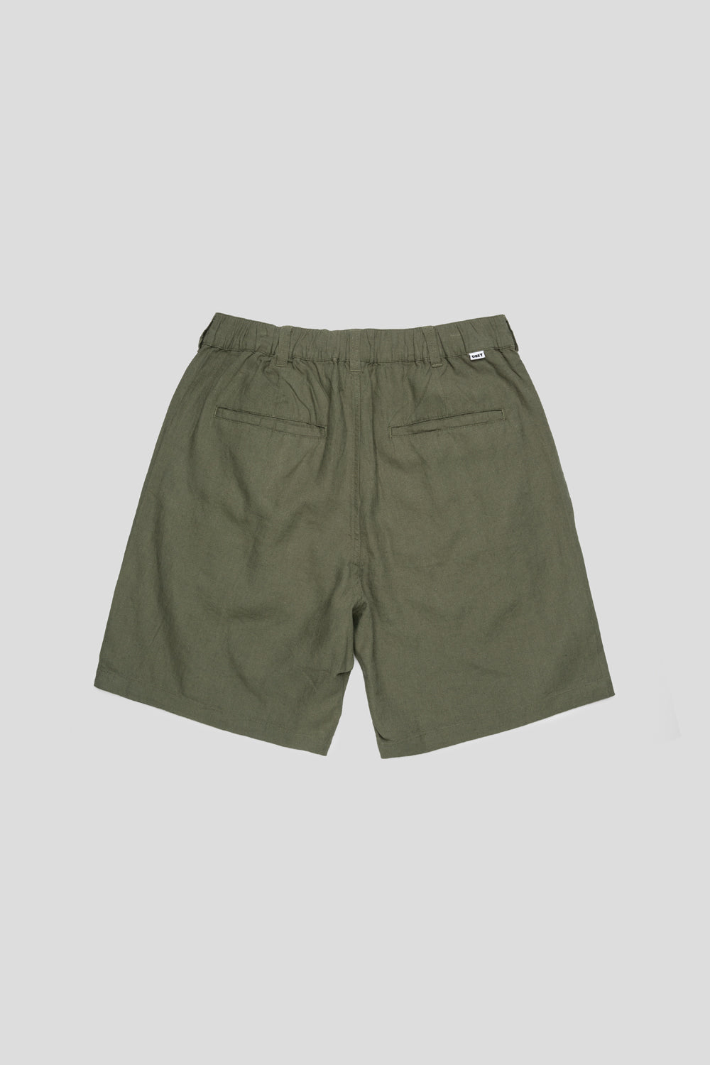 Obey Foster Pleated Linen Short 'Smokey Olive'