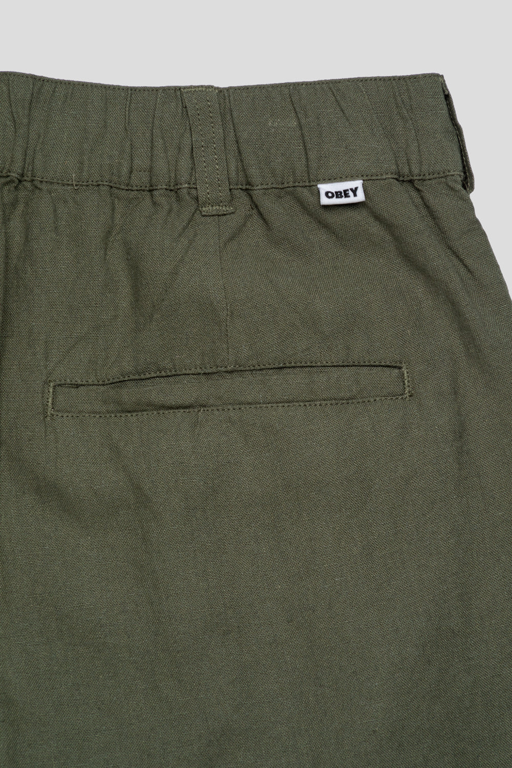 Obey Foster Pleated Linen Short 'Smokey Olive'-thumbmail-3
