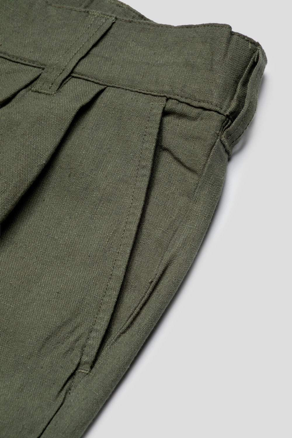 Obey Foster Pleated Linen Short 'Smokey Olive'-thumbmail-4