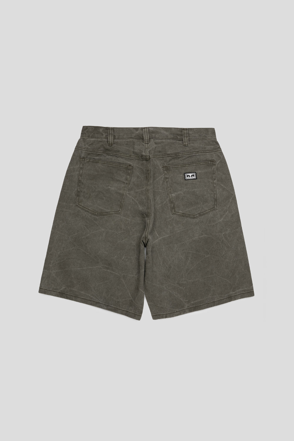 Obey Bigwig Baggy Denim Short 'Black Olive Wrinkle Wash'