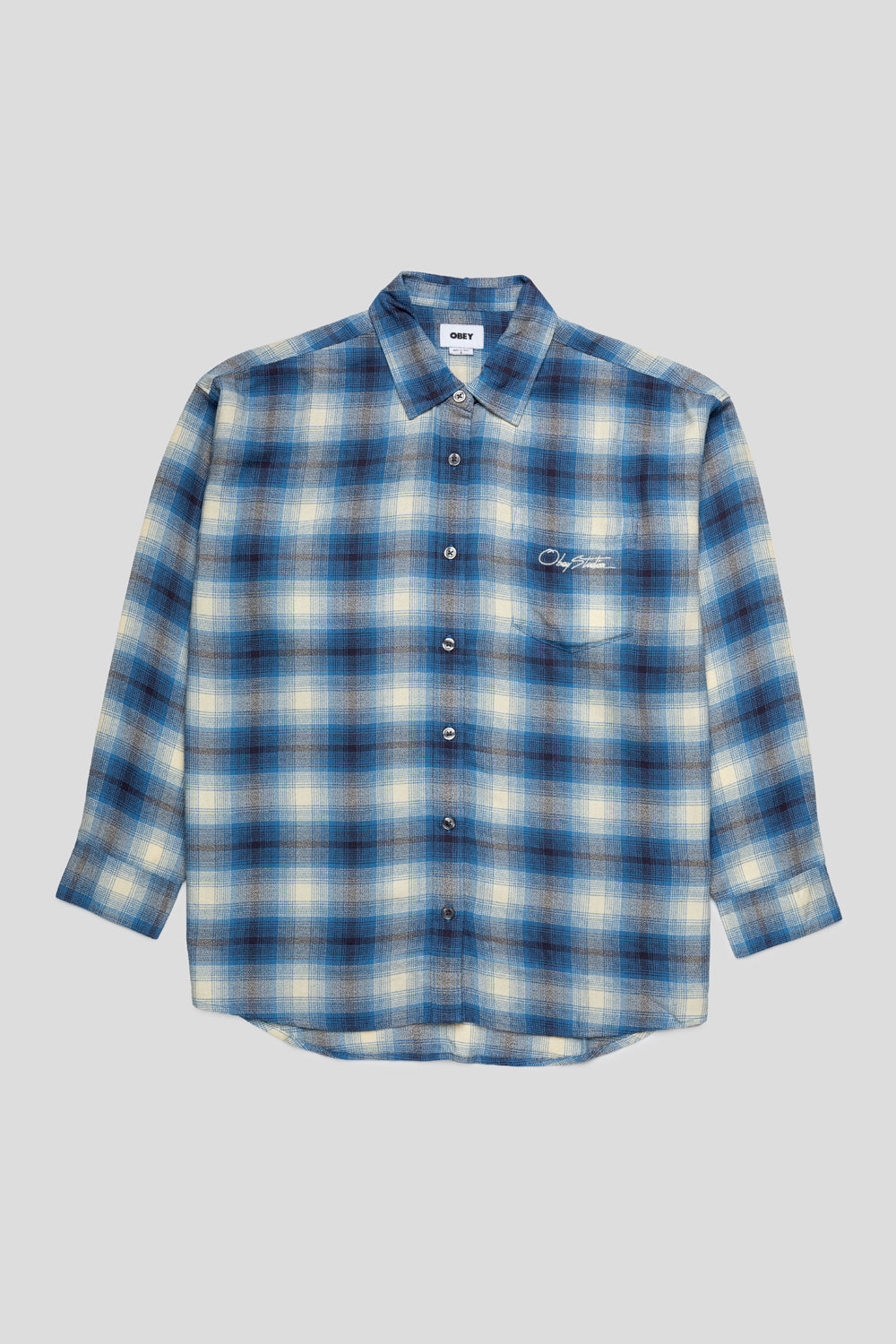 Obey Women's Zelia Shirt LS 'Blue Multi'-thumbmail-1