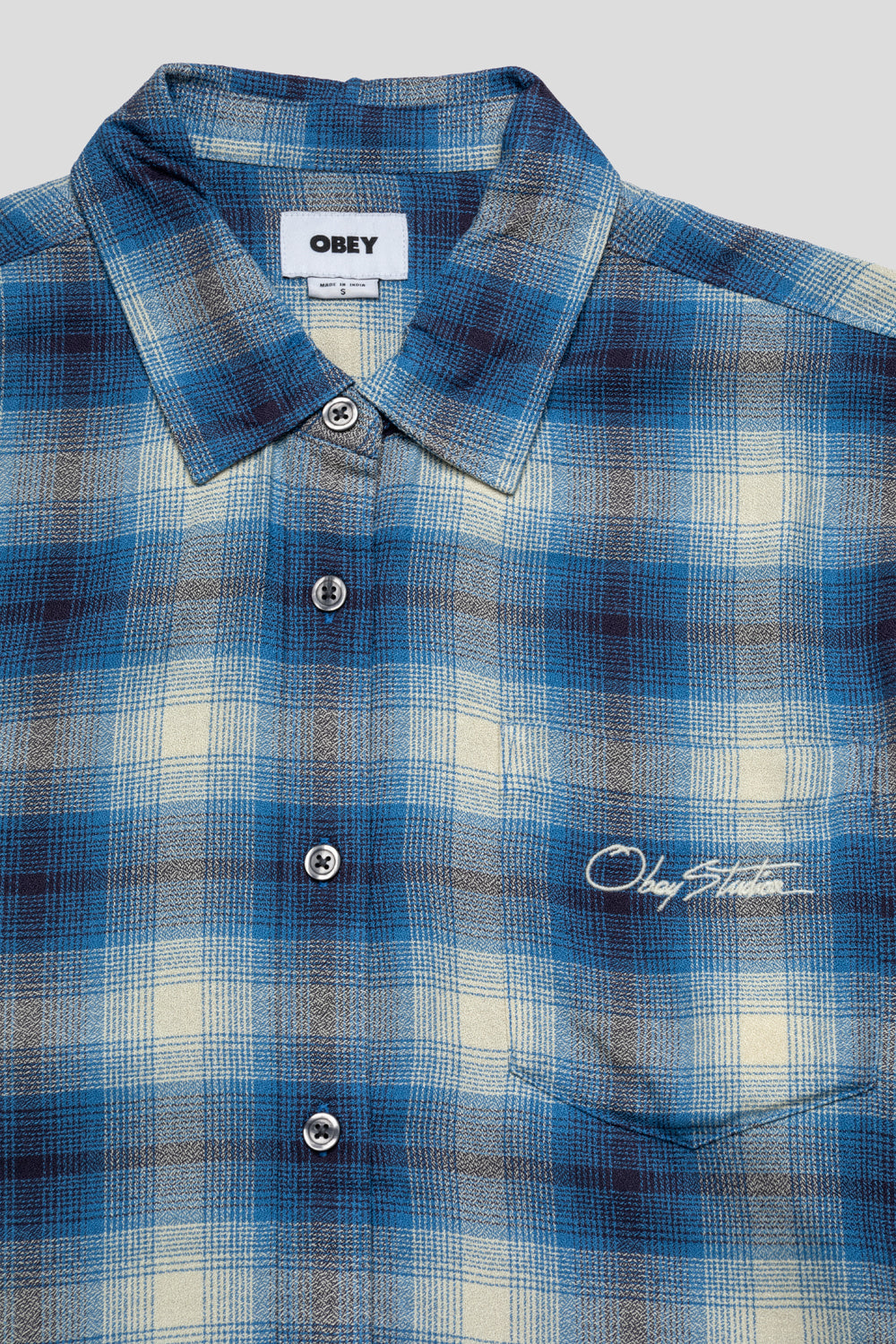 Obey Women's Zelia Shirt LS 'Blue Multi'-thumbmail-2