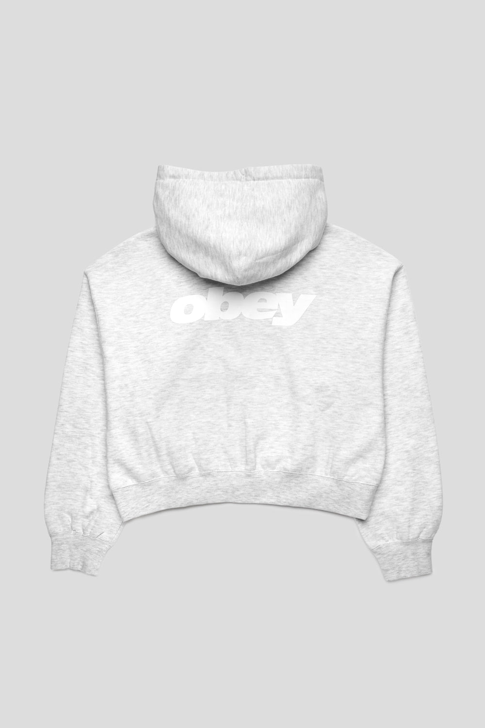 Obey Women's League Cropped Zip Hoodie 'Ash Heather Grey'