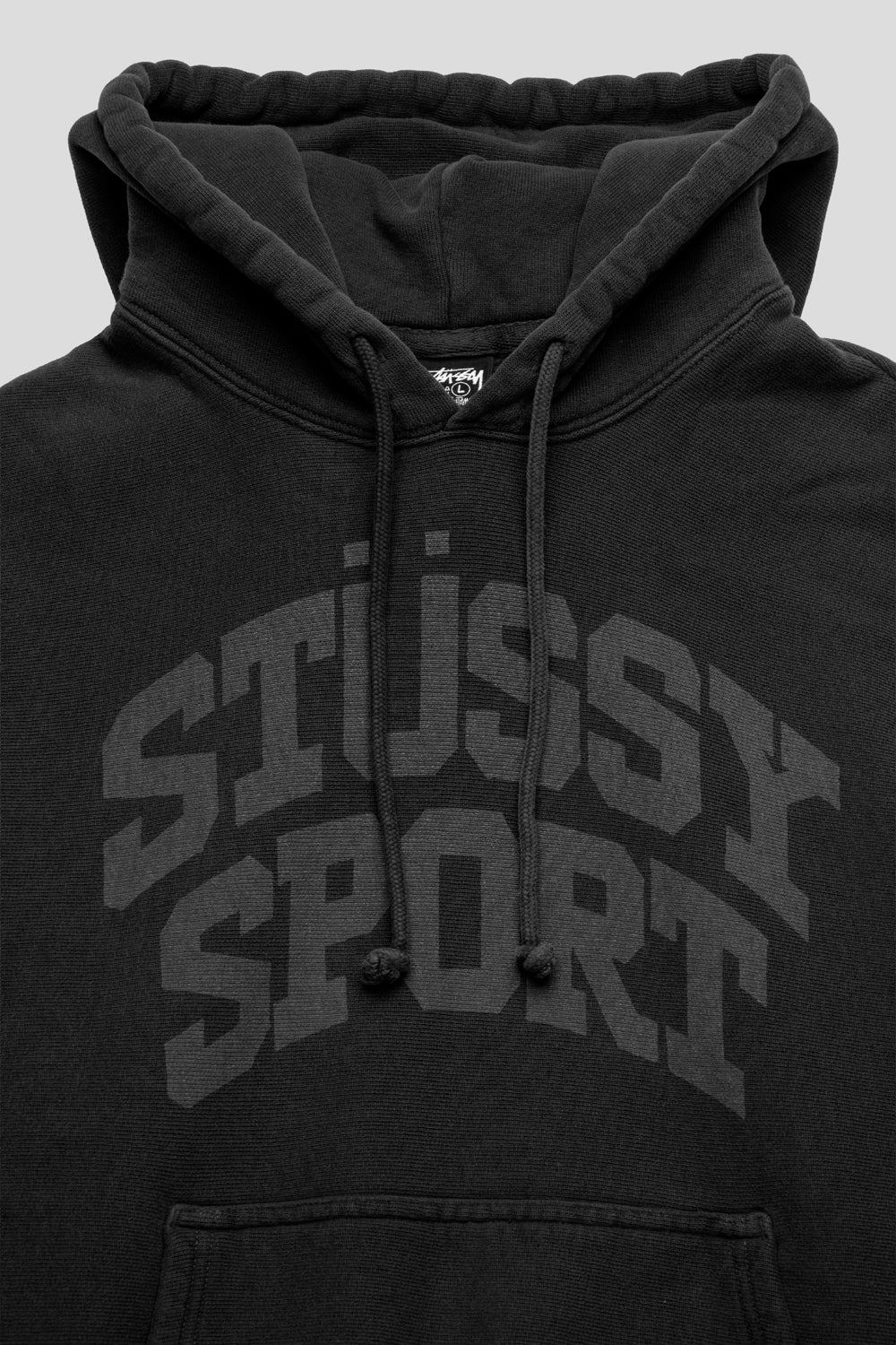 Stussy Block Sport Garment Dyed Hoodie 'Faded Black'-thumbmail-2