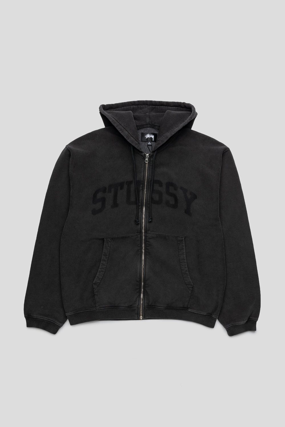 Stussy Faded Graphic Zip Hoodie 'Washed black'-thumbmail-1