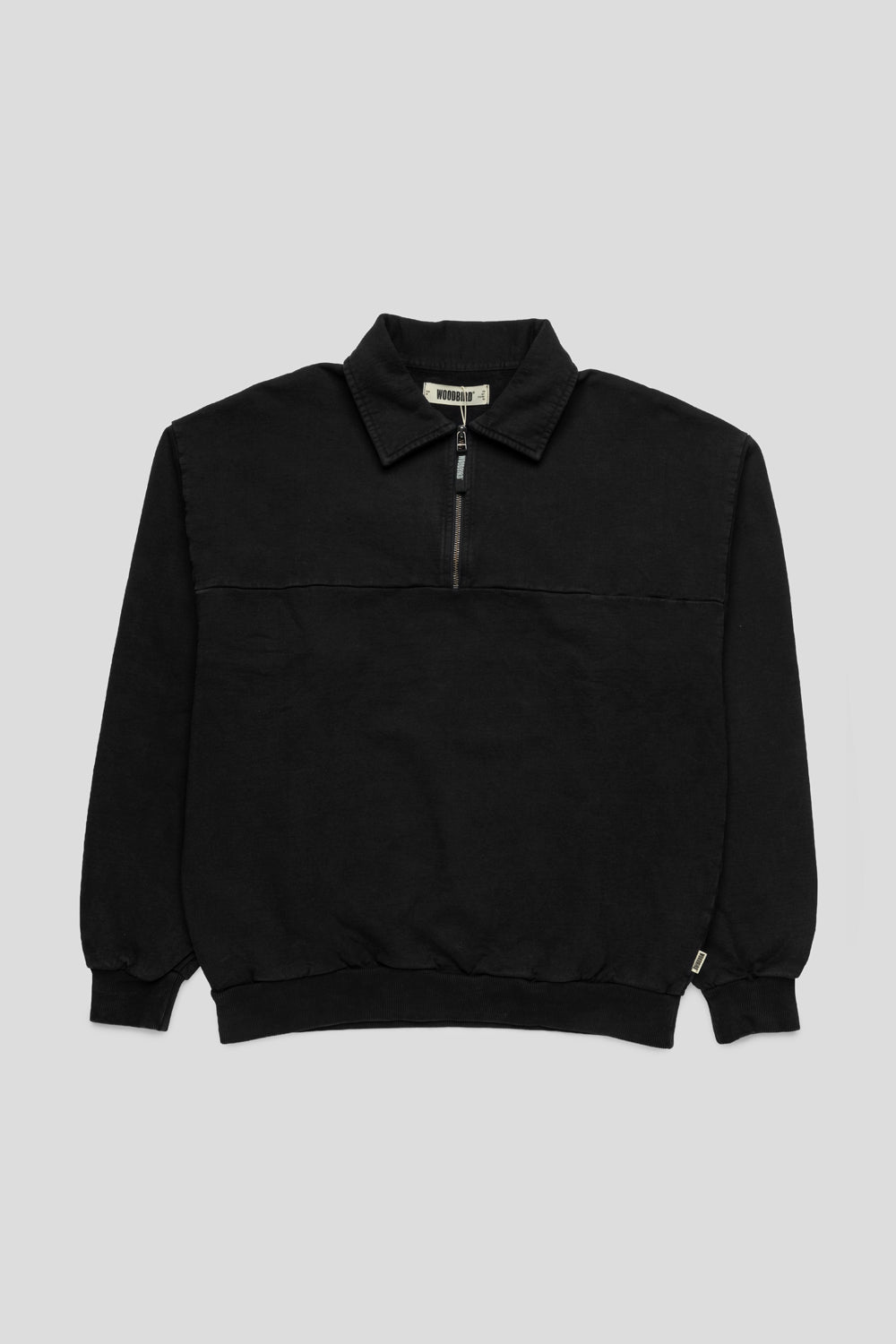 Woodbird Loke Washed Zip Polo 'Black'-thumbmail-1